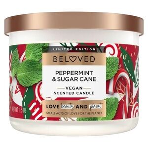 Love Beauty & Planet Beloved Peppermint & Sugar Cane Scented 3 Wick Candle NEW